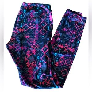 ClimateRight by Cuddl Duds Hot Pink Teal Stretch Comfort Leggings Size Small